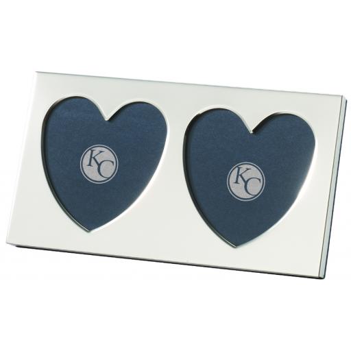 Slimline Double Heart Photo Frame - Sterling Silver